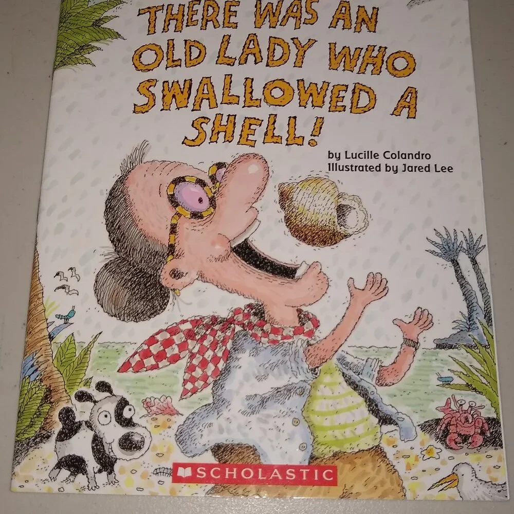 There was an Old Lady who Swallowed a Bat + Books + Shell + Pie Lucille Colandro
